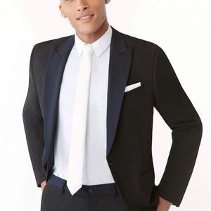 Azazie, “Ivory,” Men’s, 62” Skinny, Matte Satin Tie and Pocket Square Set